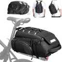 RAINSMORE Bike Bags for Bicycle Rear Rack 15L Waterproof Bike Ebike Trunk Pannier Saddle Bag with Rain Cover Bike Accessories Backpack Shoulder Bag for Commuter Travel Outdoor, Black
