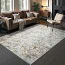 Toneed Abstract Area Rug Modern Washable Rug Soft Non Slip Rug Low Pile for Bedroom Living Room Dining Room Brown/Grey 5x7 Feet