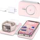3 in 1 Wireless Charging Station for iPhone 17 16 15 14 13 12 Pro Max Plus Foldable Magnetic Charger Pad for Apple Watch Series & AirPods Fast Wireless Charging Dock for Travel & Home
