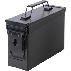 Ammo Can&Ammo case Storage Box,Lithium Battery Metal Storage Box,Fireproof/Waterproof/Airtight/Used for Lithium Battery and Ammo Storage (280 * 96 * 180mm, Black)