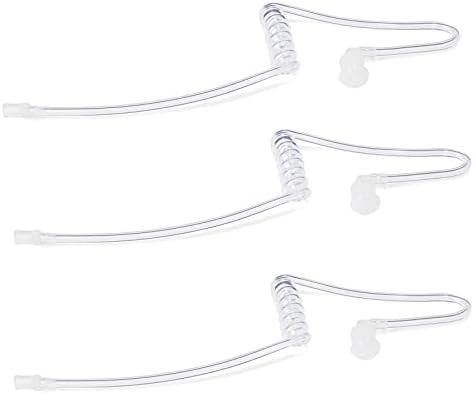 3 Pack Replacement Acoustic Coil Tube Universal Clear Transparent Surveillance Kit for Motorola Baofeng Kenwood Radio Earpiece, Law Enforcement, Police Listen Only Earpiece