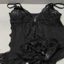 Avidlove lingerie for women plus size Women's Lace Kimono Robe Babydoll Lingerie Mesh Nightgown Black XXL