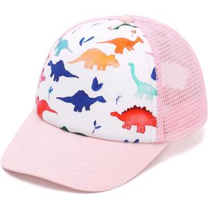 Mesh Toddler Baseball Cap, Adjustable Strap Sun Hat for Kids 0-8T | Breathable mesh back, sponge padded brim, adjustable closure, sizes 0-8T for summer outdoor activities (Pink)