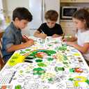 St Patrick's Day Giant Coloring Tablecloth 71 x 31 Inch Jumbo Paper Coloring Activity Poster Irish Themed Coloring Table Cover for Family Classroom Party Games Decorations