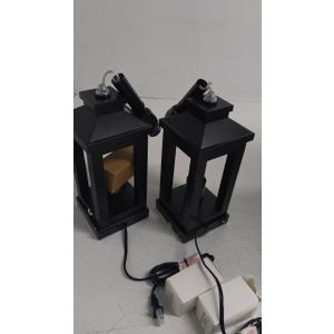 23.75" Retro Farmhouse Black Table Lamp for Living Room Bedroom Nightstand Set of 2 Touch Control Bedside Nightlight Vintage Modern Lamp with USB C+A Ports and 2 Light Sources
