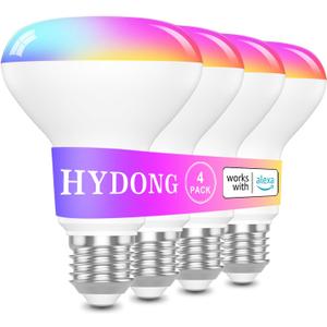 Smart Light BulbsBR30 Smart Bulbs Compatible with AlexaFlood Light Bulbs 10W 900LM,RGBCW Color Changing Light Bulb2.4Ghz WiFi Bulb,APP Dimmable E26 Base,4Pack