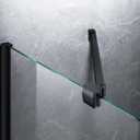 Frameless Shower Door Support Bar, Stainless Steel Wall-to-Glass Support Arm to Fixed Shower Glass Panel, for 1/4"-3/8" (6-10 mm) Door, 180 Pivot & Stow-Flat Mode (Matte Black, 23.6-inch(600mm))