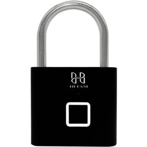 HIFAM Fingerprint Padlock, Keyless Biometric Gate Locks for Outdoor Fence Storage Gym, Smart Lock with USB Rechageable (Black)