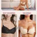 Rosefly Sticky Bra Push up for Women, Mango Arc Fabric, Invisible Seamless Reusable Backless Strapless Bra for Dress, B Size