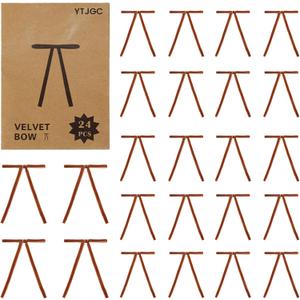 2 x 24 Pcs Brown Velvet Ribbon Christmas Tree Bows Bow Tree Topper Door Garland Decor Vintage Wreath Bow Velvet Bows Ornaments for Christmas Trees Gifts Party Door Garland Wreath Deco (Brown)