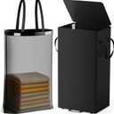 Criusia Laundry Hamper with Lid and Foot Pedal, 100L Fabric Laundry Basket with Removable Mesh Bag, Slim Foldable Design for Bathroom and Laundry Room (Black)