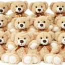 12 Pack Teddy Bears Bulk 13.5 inch Small Teddy Bear Stuffed Bears for Baby Shower Centerpiece Decorations for Christmas Valentine's Mother's Day for Kids or Adults (12 Light Brown)