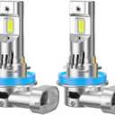 LED Headlight Bulbs for Hyundai Santa Fe Sport 2013 2014 2015 2016, H7 High Beam and H11 Low Beam, 6000K White, Plug and Play with Cooling Fan, 4-Pack