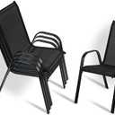 Bylring Stackable Outdoor Patio Dining Chairs with Backrest/Armrests for Lawn Garden Balcony Deck Camping-Set of 2 Or 4 (4, Black)