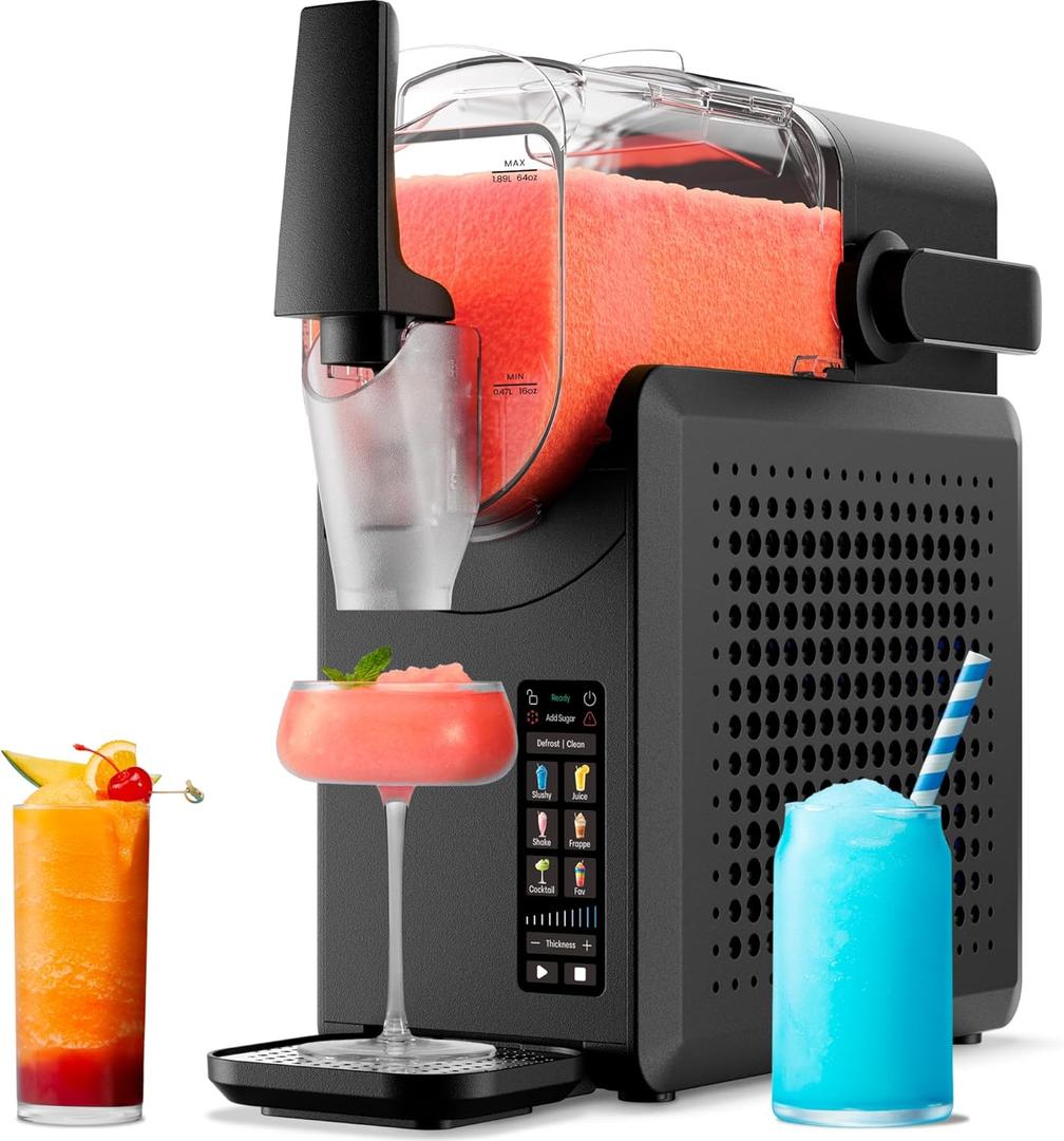 Iceman by Chefman Slush-Ease MAX 90oz Slushie Machine, 64oz Liquid Capacity Frozen Drink Maker & Slushy Machine with 5 Presets and LED Display, Perfect for Frozen Margaritas, Frappes, Smoothies (Black)