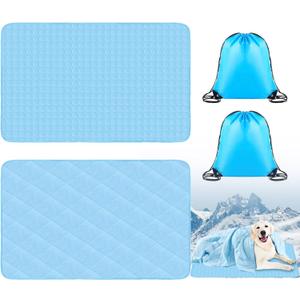 2 Pack Dog Cooling Mat and Blanket Washable Cooling Pads Pet Throw Blanket Sleeping Kennel Mat with Storage Bag for Summer Indoor Outdoor Hot Weather Cat Dog Puppies