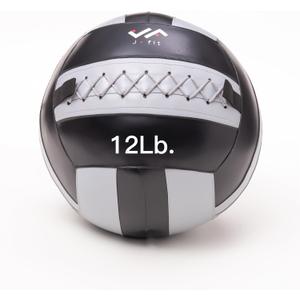 JFIT Soft Wall Ball – Non-Slip Medicine Ball for Crossfit, Strength Training, Plyometrics & Core Workouts – Durable & Balance Tested - 12 LB, Gray/Black