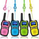 Wishouse Walkie Talkies for Kids 4 Pack,Family Walky Talky Adults Children Radio Long Range,Outdoor Camping Fun Toys Birthday Present Xmas Gifts for 4 5 6 7 8 Year Old Girls Boys No Battery No Charger (Pink Blue Green Yellow)
