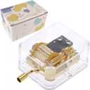 Pursuestar Fur Elise Music Box, Clear Gold Hand Crank Musical Box for Mom/Dad/Daughter/Son - Unique Best Gifts for Birthday Christmas Wedding Mother's Day
