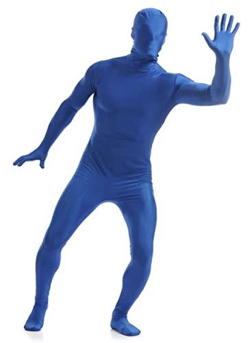 Howriis Full Bodysuit Unisex Spandex Zentai Costume - Stretch Adult Disappearing Man Body Suit for Halloween & Cosplay (Blue, Large)