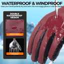 rivmount Winter Waterproof Ski Snow Warm Gloves for Women Men, Windproof Cold Weather Thermal with Touchscreen Fingers, for Running Driving Cycling Hiking Biking Outdoor Sports Daily Work, Wine Small