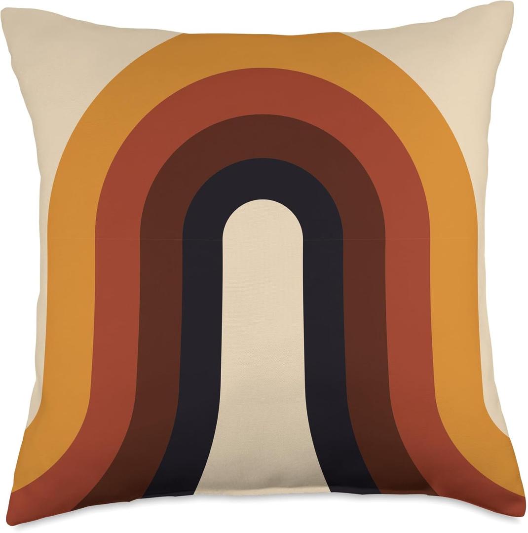 70's Retro Vintage Geomtric Shape No.2 Throw Pillow (18x18)
