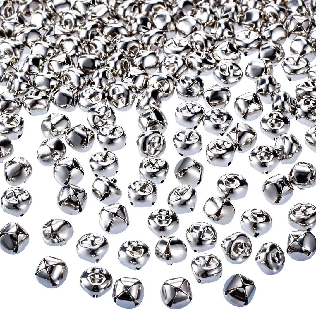 Zhanmai 300 Pieces Jingle Bells Bulk for Craft, DIY Christmas Bells for Decoration, Home Decoration(Silver, 0.5 Inch)