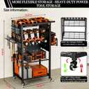 Pure Metal Heavy-Duty Tool Cart, Tool Organizer, 4 Layers + 4 Multifunctional Side Hangers, Integrated Design Power Tool Organizer, Practical Gift for Men, Husbands, and Fathers (Black)
