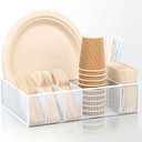 Utensil Caddy for Party - Paper Plate Holder,Utensil Silverware Caddy Utensil Holder Paper plate Organizer with 6 Compartments for Party, Camping, Picnic