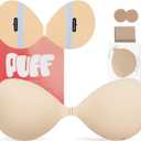 Sticky Bra & Refill Kit, Push Up Sticky Boobs for Backless Dress, Reusable Stick on Bra with Extra Adhesive Strips