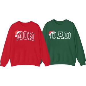 ASTANFY Couples Christmas Sweaters Mom and Dad Sweatshirts Family Christmas Shirts Long Sleeve (Green)
