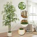 5ft Artificial Ficus Tree with Triple Trunk & White Planter Faux Ficus Tree | Lifelike Faux Ficus Tree with Natural Wood Trunks, Tall Fake Potted Plant for Indoor Living Room Home Office Corner Decor