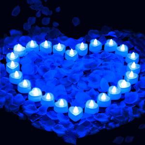 Pyrrhiax 2000PCS Silk Rose Petals with 24 LED Tea Lights Candles, Romantic Night Decoration Set, Romantic Valentine, Wedding Anniversary, Send her and him Memories (Blue)