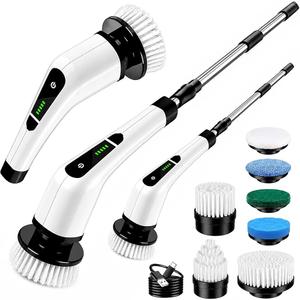 7-in-1 Electric Spin Scrubber with Long Handle, Cordless Power Scrubber with 2 Speeds & 7 Replaceable Brush Heads for Bathroom, Shower, Bathtub, Tile, Floor, Glass & Car Cleaning.