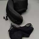 YFONG Travel Pillow for Long Flight Airplanes, Head Strap Combo with 3D Contoured Eye Mask for Sleep, Neck Pillow for Car Trip Essential, 360 Support Memory Foam Headrest, Prevent Head Bobbing, Black