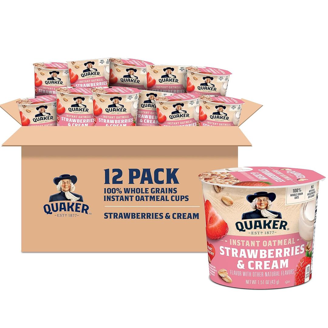 Quaker Express Cups, Strawberry & Cream, 12 Count (EXP 01/28/26)
