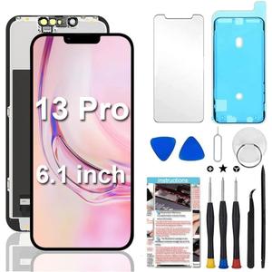 for iPhone 13 Pro Screen Replacement 6.1 inch, 3D Touch LCD Display Digitizer Assembly with Repair Tools Compatible with Model A2483, A2636, A2638, A2639, A2640