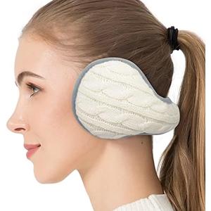 Venswell Knit Ear Muffs for Winter Women Men Soft Earmuffs Cold Weather Fleece Ear Warmers Cover Foldable & Adjustable