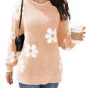 Women's Oversized Fuzzy Sweaters Long Sleeve Crew Neck Knit Soft Pullover Chunky Casual Fall Loose Jumper Top (Pink, S)