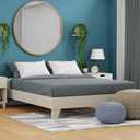 eLuxurySupply Wooden Platform Bed Frame California King Size, White - Low Profile, No Box Spring Needed, Easy Assembly, Wooden Modern Minimalist Style