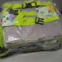 Booster Seat for Kitchen Chair with Backrest & 4 Adjustable Straps, Portable TPU Waterproof & Anti-Scratch Toddler Booster Seat for Dining Table, Removable & Non-Slip (Green-Animals)