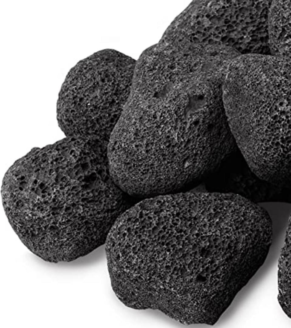 GASPRO 10 lb Large Black Lava Rocks, 1-3 Inch, Ideal for Outdoor Fire Pits, Indoor Fireplaces with Propane and Natural Gas