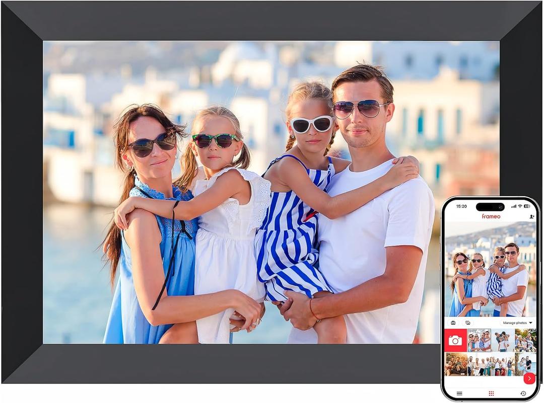 Frameo Digital Picture Frame, 10.1 Inch Smart WiFi Photo Frame with 1280x800 HD IPS Touch Screen, Auto-Rotate, Wall Mountable, Share Photos/Videos Instantly via App from Anywhere 10.1 inch Black