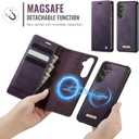 Wallet Case for Samsung Galaxy S25 Plus Compatible with Magsafe, 2-in-1 PU Leather Flip RFID Blocking Card Holder Stand Shockproof Magnetic Detachable Case for Galaxy S25 Plus, Retro Purple