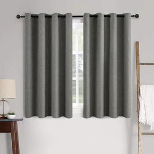 MIULEE Linen Texture Curtains for Bedroom Solid 100% Blackout Thermal Insulated Dark Grey Curtains Grommet Room Darkening Drapes Luxury Decor for Living Room 52x54 Inch (2 Panels)