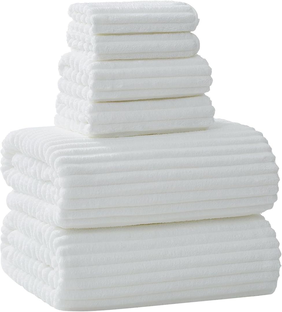 Extra Large Bath Towel Set of 6 (40"x80"),Oversized Bath Sheet Super Soft Highly Absorbent Microfibers Quick Dry Luxury Shower Towel for Bathroom Spa Gym Hotel Yoga(White, 6Piece)