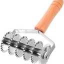 Cabilock Wooden Handle Dough Cutter 8.07 Inch Stainless Steel Pastry Lattice Roller for Home Kitchen Baking Tools with Ergonomic Grip and Precision Cutting