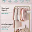 SONGMICS Clothes Rack with Wheels, Clothing Rack for Hanging Clothes, 25.4 mm Metal Garment Rack with Dense Mesh Storage Shelf, 110 lb Load Capacity, 2 Brakes, Gold UHSR025A01