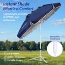 AMMSUN Shade Umbrella, Premium Portable Umbrella with Stand, 6.5ft Lightweight Free Standing Canopy for Sporting Games, Adjustable Instant Sun Protection and Easy to Carry, Navy Blue