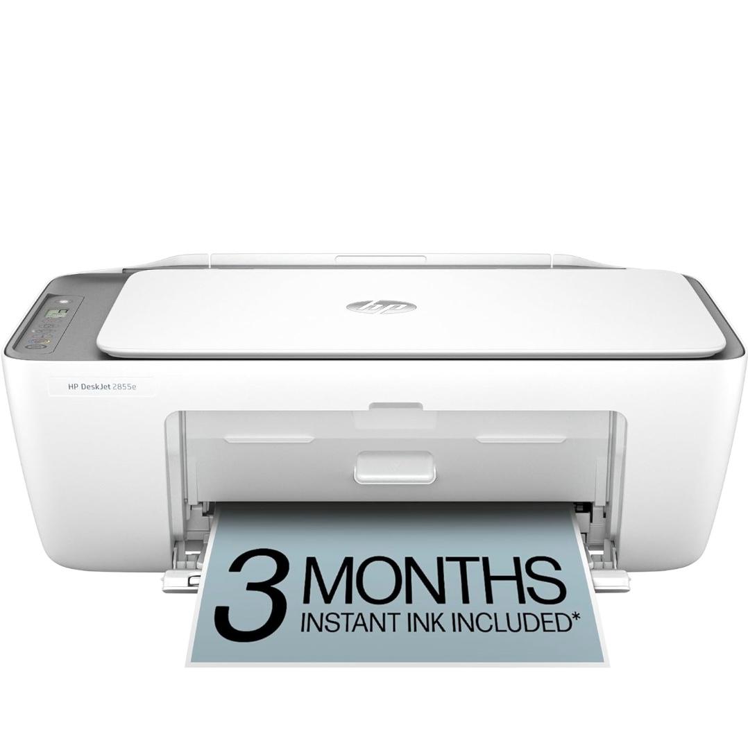 HP DeskJet 2855e Wireless All-in-One Color Inkjet Printer, Scanner, Copier, Best-for-home, 3 month Instant Ink trial included. This printer is only 2.4 ghz capable. (588S5A)